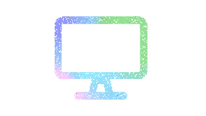 Icon desktop is made up of LED square shapes. There are bright diodes and there are black dead diodes