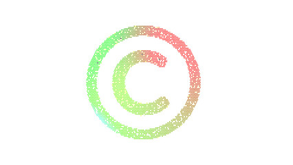 Icon copyright is made up of LED square shapes. There are bright diodes and there are black dead diodes