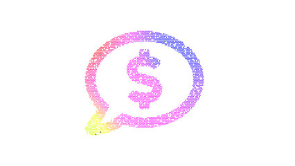 Icon comment dollar is made up of LED square shapes. There are bright diodes and there are black dead diodes