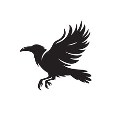 Obraz premium Raven or crow silhouette vector design. Raven vector illustration. Crow or raven logo, icon balck and white.