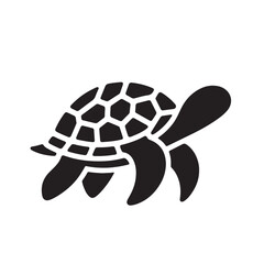 Naklejka premium Turtle vector design. Sea turtle silhouette design. Turtle logo, icon design black and white.