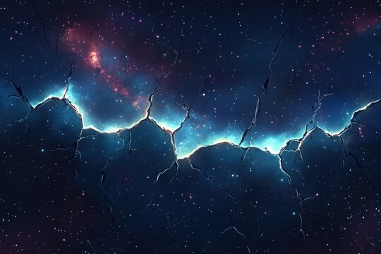 A starry sky with a crack in it - Powered by Adobe
