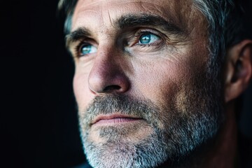 Obraz premium A contemplative man gazing thoughtfully into the distance.