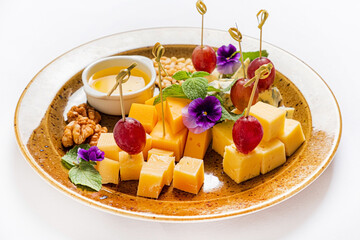 cheese plate on the white background