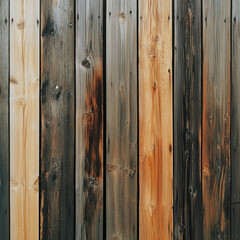 Fototapeta premium Rustic Wooden Planks with Weathered Texture and Natural Hues, A weathered wooden plank texture with various shades of brown and gray, Vintage Wooden Board Texture in Shades of Brown and Gray.