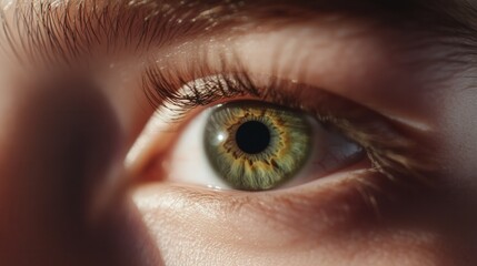 Fototapeta premium A close-up view of a human eye showcasing intricate details and vibrant colors.