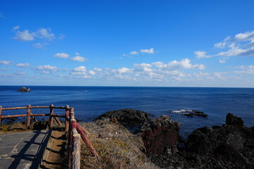 fine seaside walkway and blue sea