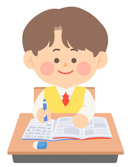 학교에서 수업중인 남학생