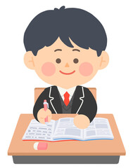 학교에서 수업중인 남학생