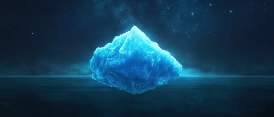 Fototapeta premium A stunning iceberg illuminated against a starry night sky.