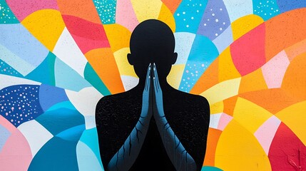 Silhouette of a Person in Colorful Mural Background