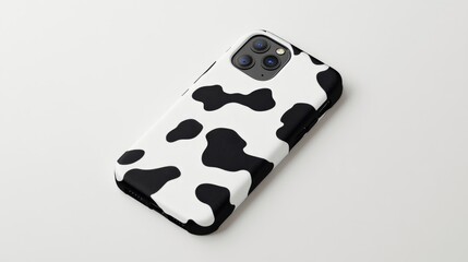 Stylish phone case with black and white cow print pattern, perfect for animal print lovers