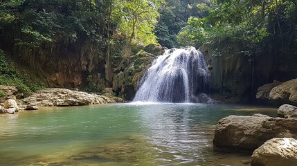 Huai Mae Khamin Waterfall, Kanchanaburi, ThailHuai Mae Khamin Waterfall, Kanchanaburi, Thail