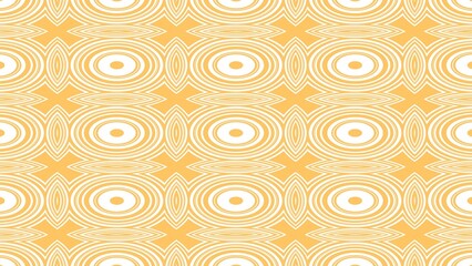 Geometric pattern with concentric circles and oval shapes in white on a light yellow background. Symmetrical, modern, and repeating design with clean, minimal style.