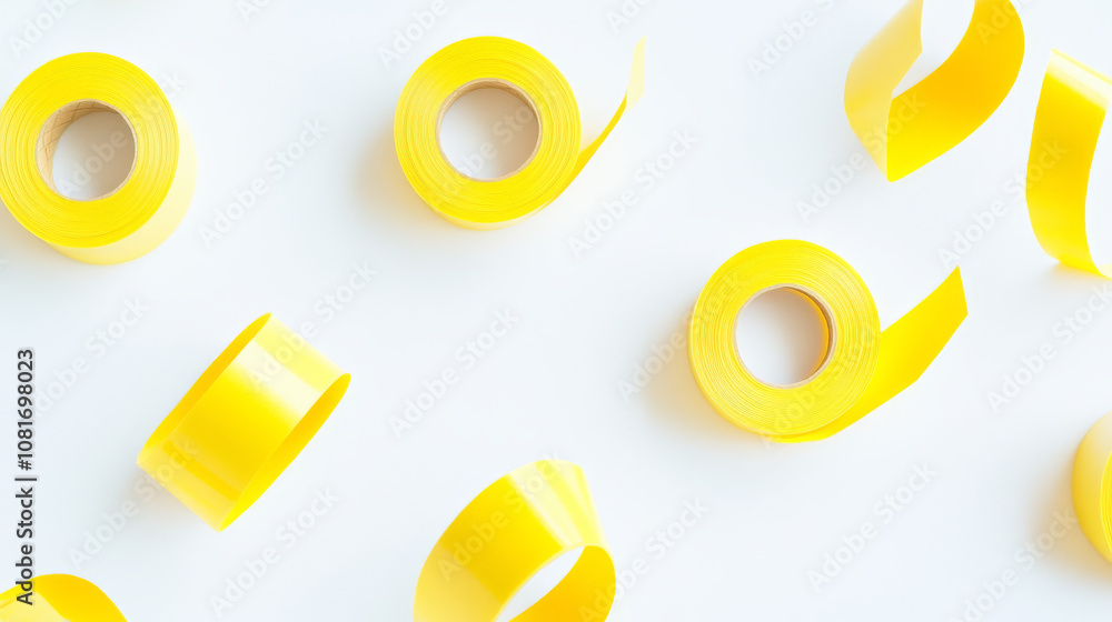 Poster this image shows yellow masking tape on a white background. it's a template you can use to design yo