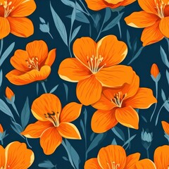 Obraz premium the AI Image Generator, seamless pattern with flowers, argyle daisy poppy marigolds pattern overlay