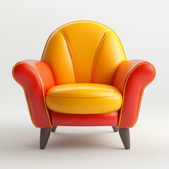 Tiny cute armchair, soft smooth lighting, 3d cartoon simple render, white background