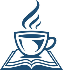 Coffee Cup on  open book, vector icon design. winter morning coffee with book icon.