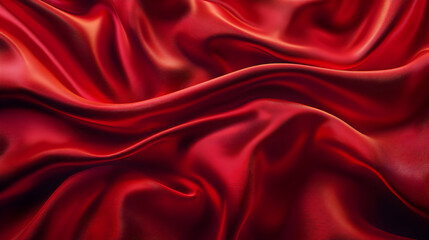 Deep Red Satin Drapes and Flows in Elegant Waves, a Luxurious 3D Rendered Fabric Background
