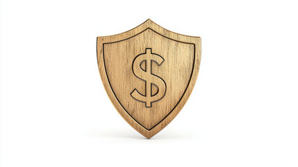 Golden shield with dollar symbol representing financial security and protection. This emblem signifies wealth and safety in monetary matters
