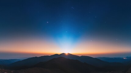 A breathtaking sunrise over the mountains, illuminating the sky with vibrant colors.