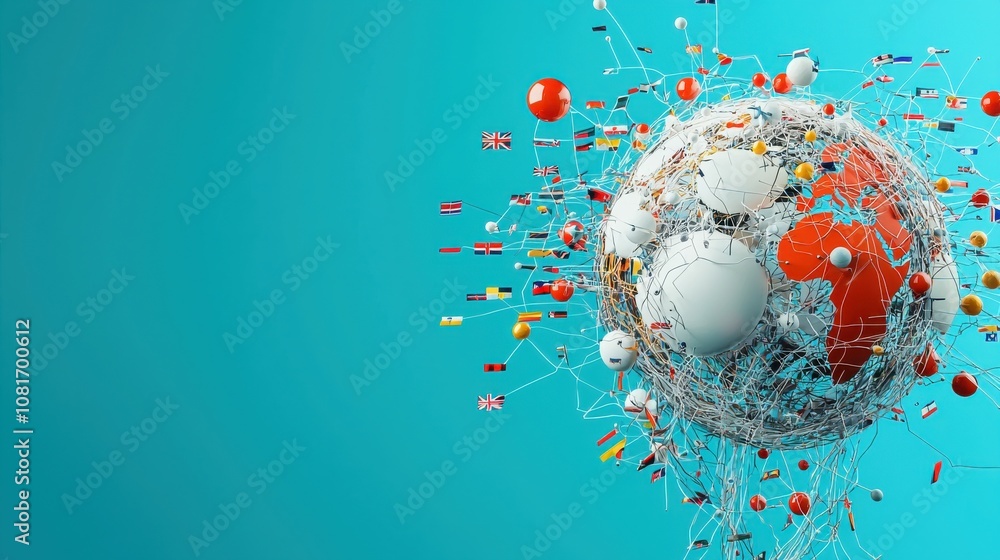 Poster Global unity design worldwide abstract artwork digital environment creative perspective flags representation