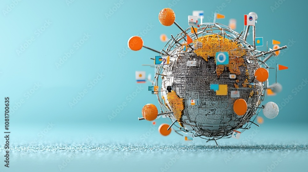 Poster global flags representing standards abstract design digital artwork modern environment 3d viewpoint 