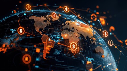 Fototapeta premium Analyzing global trade dynamics worldwide infographic digital environment economic perspective currency standards