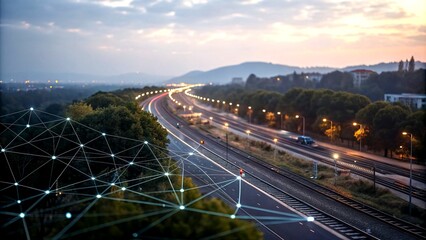 Fototapeta premium Big Data Connection Technology Generative AI Tilt-Shift Photography