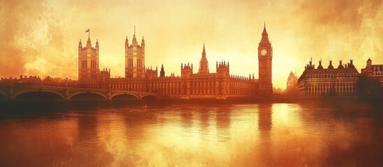 Obraz premium The Houses of Parliament in London with the Big Ben at sunset.