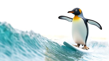 Fototapeta premium Cute Penguin Holding Flowers