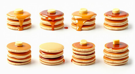 Delicious Pancake Set with Syrup and Butter Illustration - Perfect for Breakfast and Food Lovers