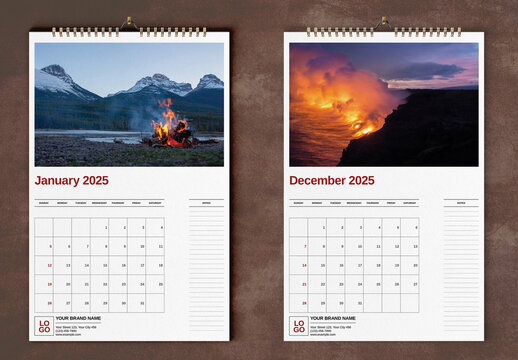 Orange Fire Lifestyle Wall Calendar 2025 Layout