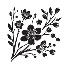 A flower spring silhouette vector. Spring leaves and flowers icons. Spring flower vector icon illustration