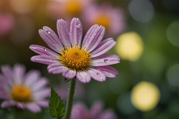 Obraz premium Macro photo of Aster tataricus flower with bokeh background