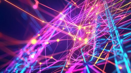 Futuristic Smart Grid Concept with Glowing Energy Distribution Lines - Ultra-Detailed Tech Visualization for Energy Management