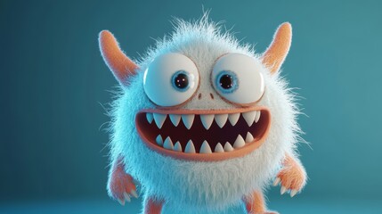 3D illustration of a funny cute monster for design concept