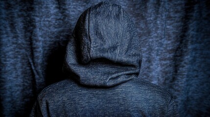 A person in a hooded sweatshirt, viewed from behind.