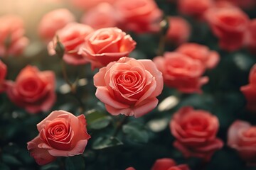 Fototapeta premium pink roses in a field