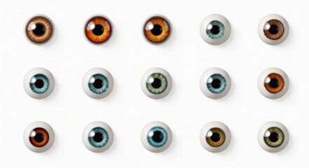 Realistic 3D Illustration of Diverse Eye Colors ? A Set and Collection Featuring Brown, Blue, and Green Eye Variations for Design and Educational Use