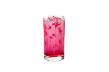 Sweet Ice milk pink serving on sack in white background with isolated concept.