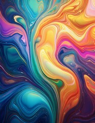 Obraz premium Psychedelic Rainbow Liquid Background with Vibrant Colors and Swirling Patterns