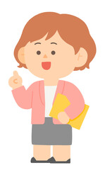 회사에서 서류를 들고 설명중인 여성 회사원