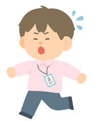 헐레벌떡 회사에 지각을 한 남성