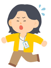 헐레벌떡 지각을 한 여성