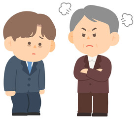 상사에게 혼나는 남자 회사원