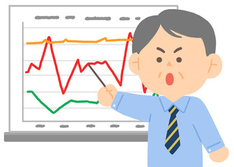 회사에서 실적을 발표중인 부장님