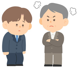 상사에게 혼나는 남자 회사원