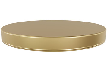 Gold pedestal display platform with modern podium stand. Empty Exhibition stage background or empty product shelves.