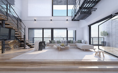 Bright, spacious loft-style living room